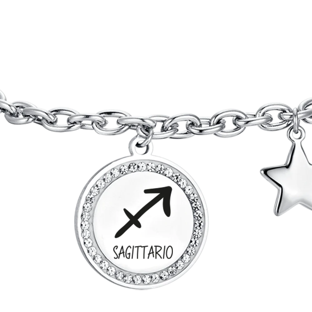 BRACCIALE DONNA IN ACCIAIO SEGNO ZODIACALE SAGITTARIO PIASTRA - Image 5