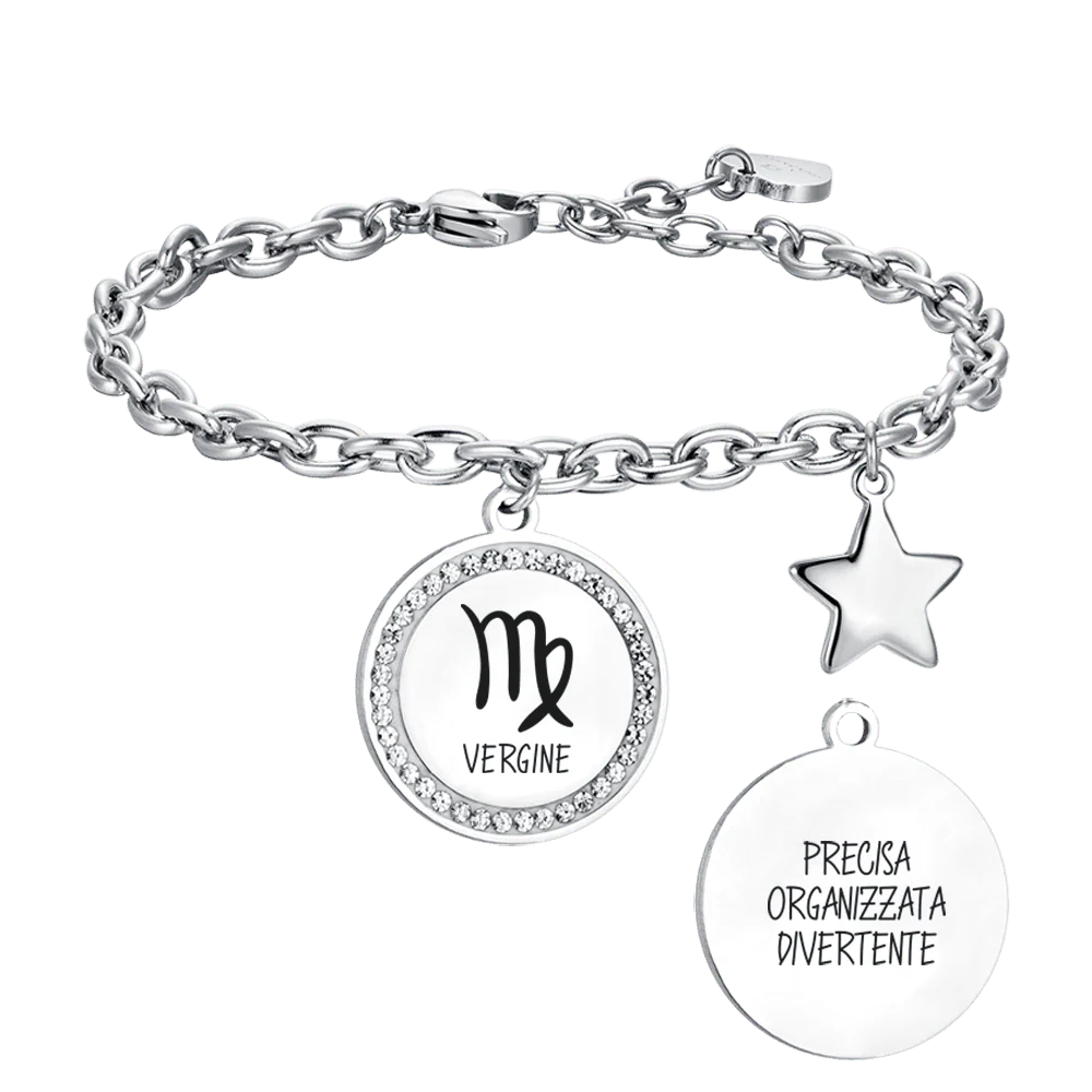 BRACCIALE DONNA IN ACCIAIO SEGNO ZODIACALE VERGINE PIASTRA