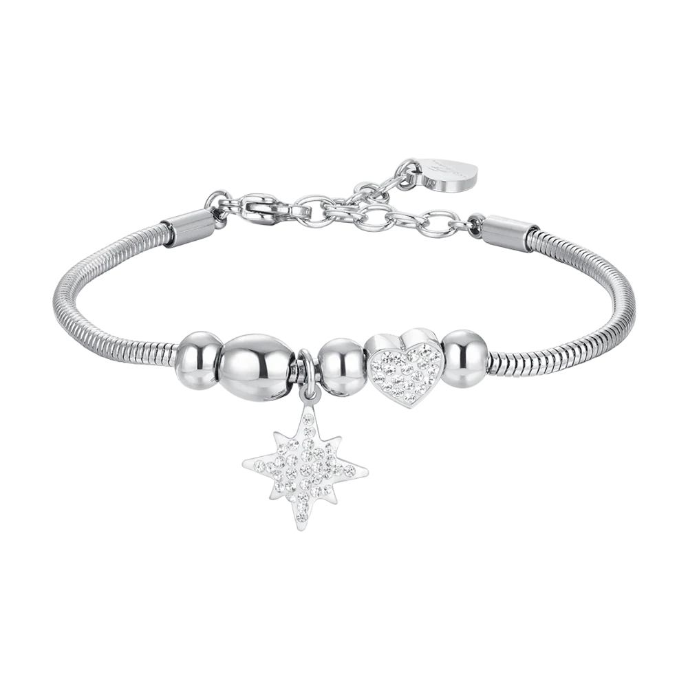 BRACCIALE DONNA IN ACCIAIO STELLA DI SISSI E CRISTALLI