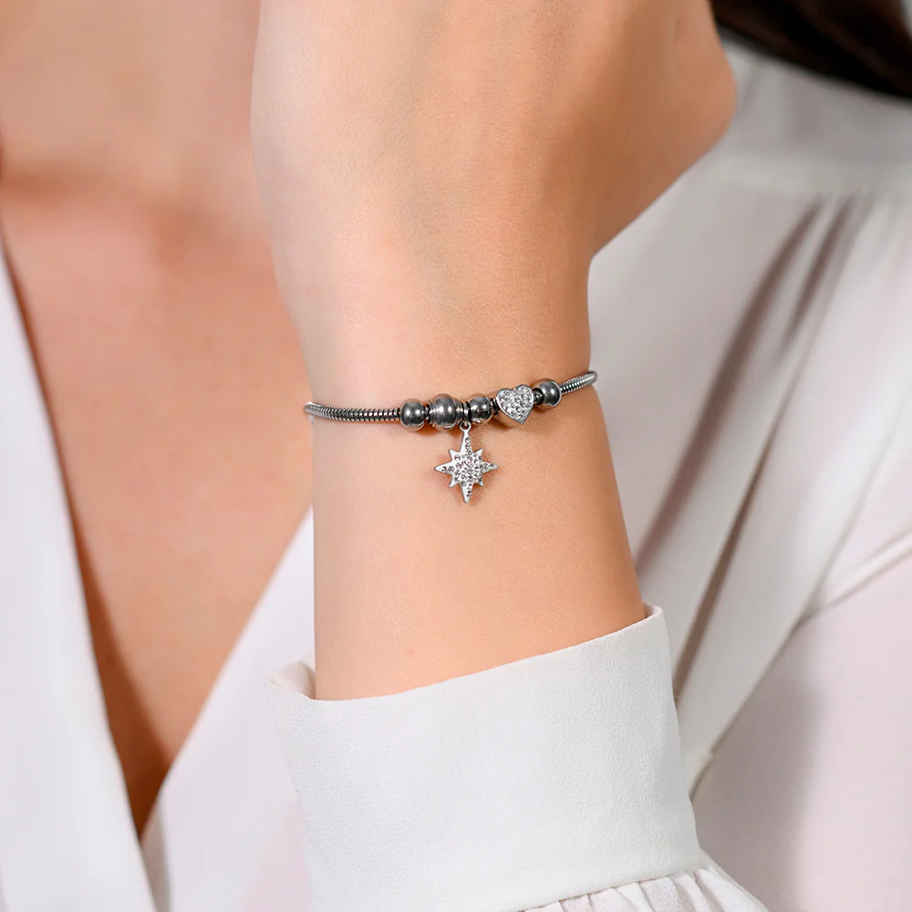 BRACCIALE DONNA IN ACCIAIO STELLA DI SISSI E CRISTALLI - Image 2