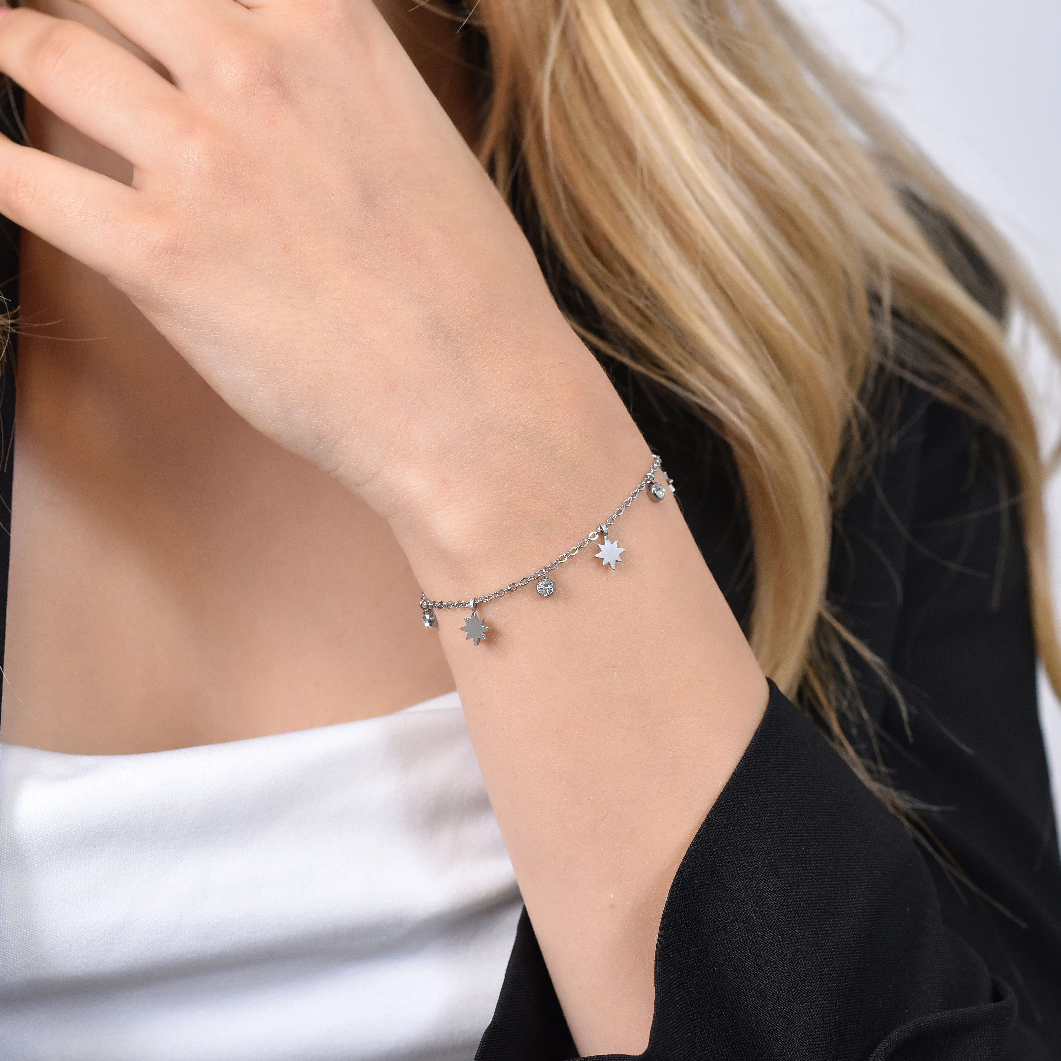 BRACCIALE DONNA IN ACCIAIO STELLA DI SISSI E CRISTALLI - Image 2