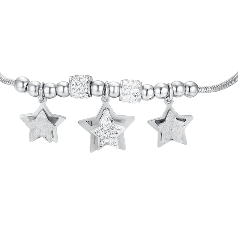 BRACCIALE DONNA IN ACCIAIO STELLE CON CRISTALLI BIANCHI - Image 4
