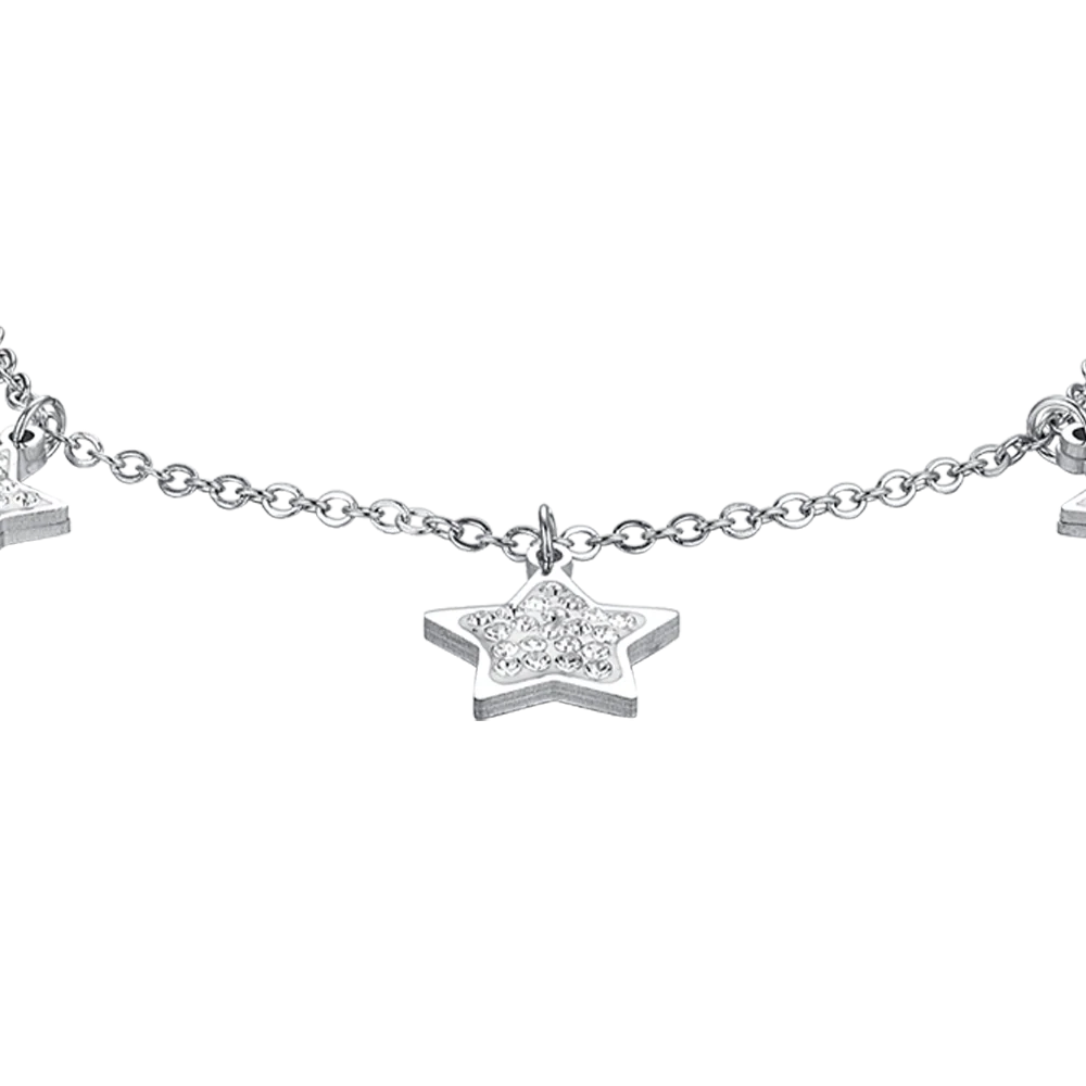 BRACCIALE DONNA IN ACCIAIO STELLE CON CRISTALLI BIANCHI - Image 4