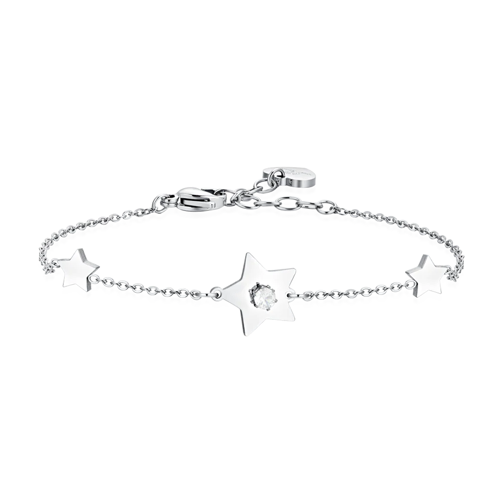 BRACCIALE DONNA IN ACCIAIO STELLE E ZIRCONI