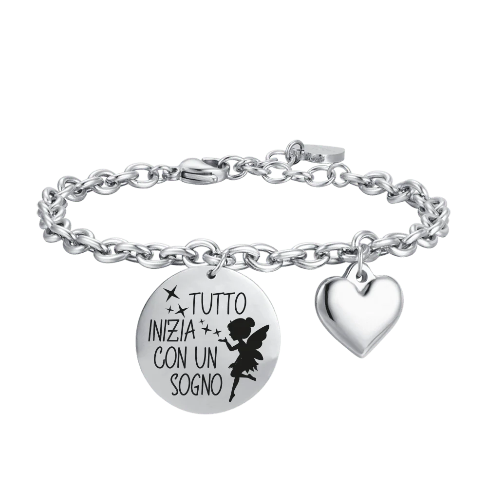 BRACCIALE DONNA IN ACCIAIO TUTTO INIZIA CON UN SOGNO
