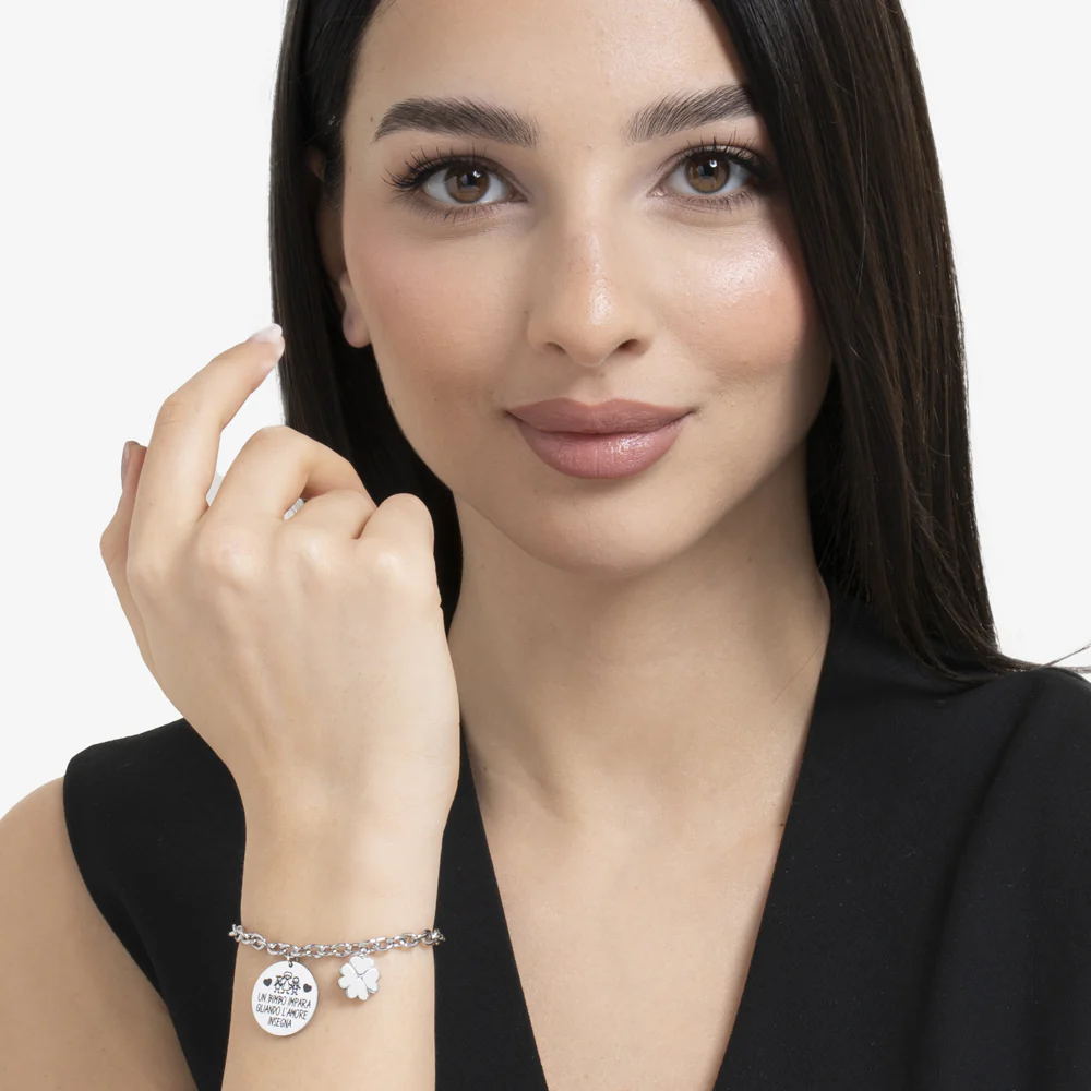 BRACCIALE DONNA IN ACCIAIO UN BIMBO IMPARA QUANDO L'AMORE INSEGNA - Image 5