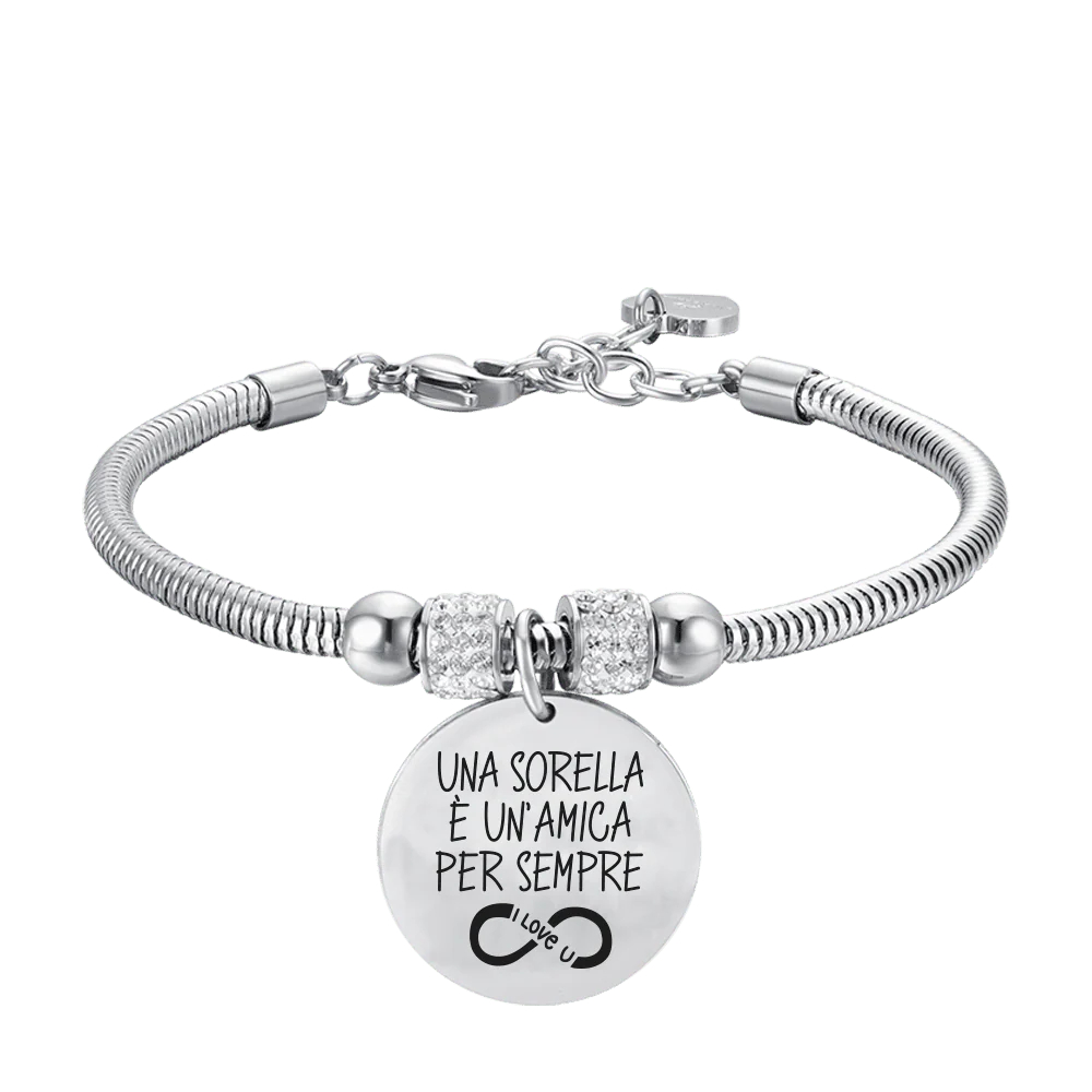 BRACCIALE DONNA IN ACCIAIO UNA SORELLA E' UN'AMICA PER SEMPRE