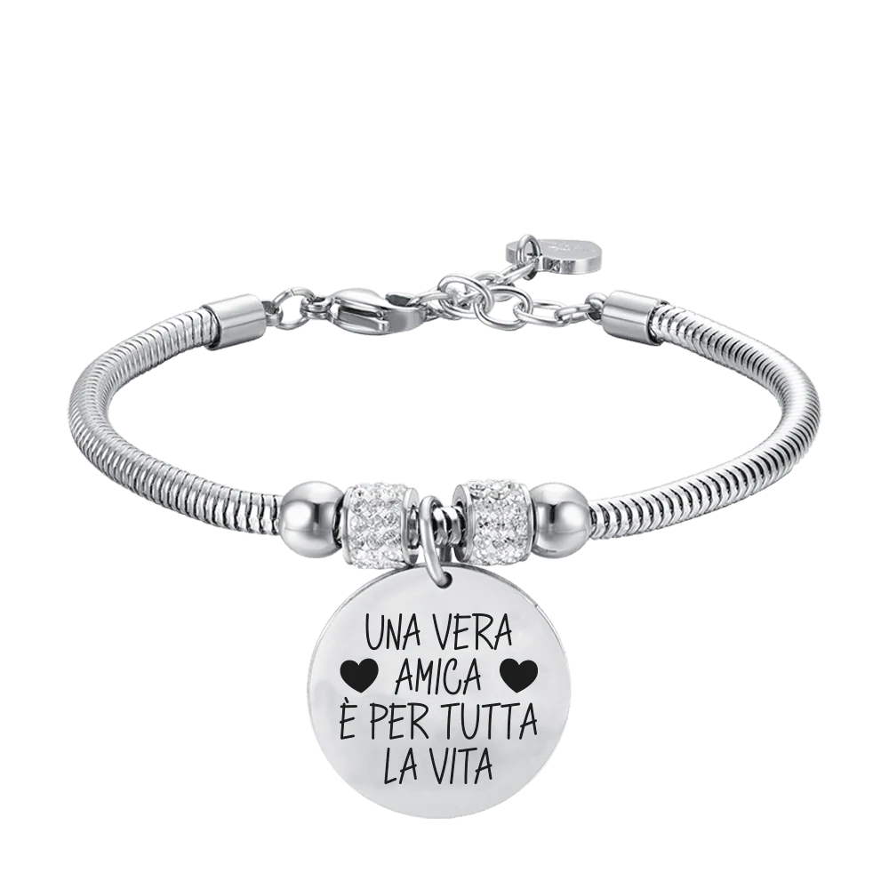 BRACCIALE DONNA IN ACCIAIO UNA VERA AMICA E' PER TUTTA LA VITA
