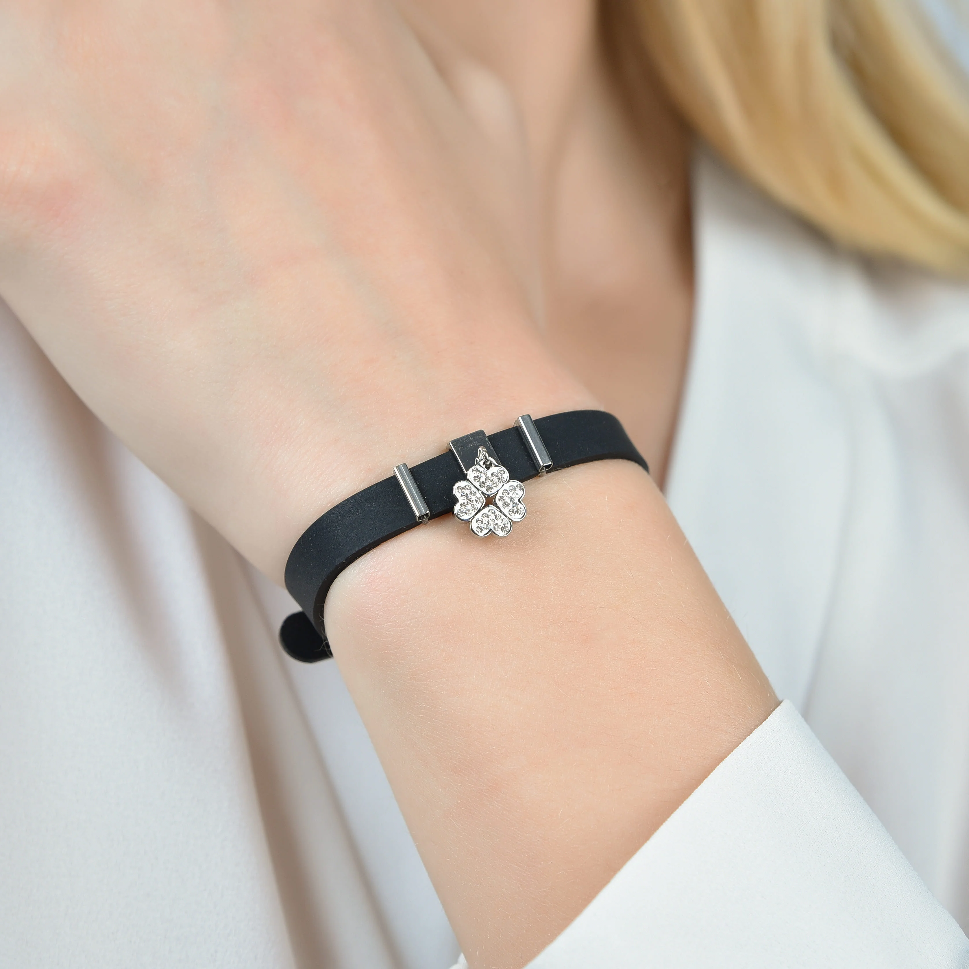 BRACCIALE DONNA IN SILICONE NERO - Image 2