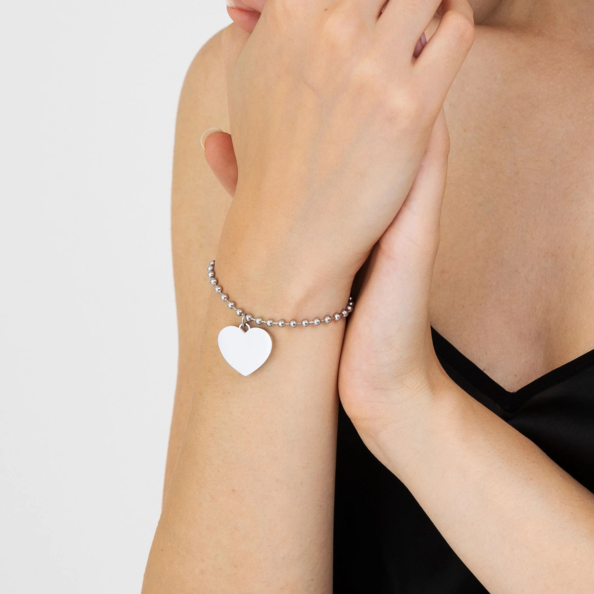 BRACCIALE DONNA PERSONALIZZATO IN ACCIAIO CON CUORI - Image 2