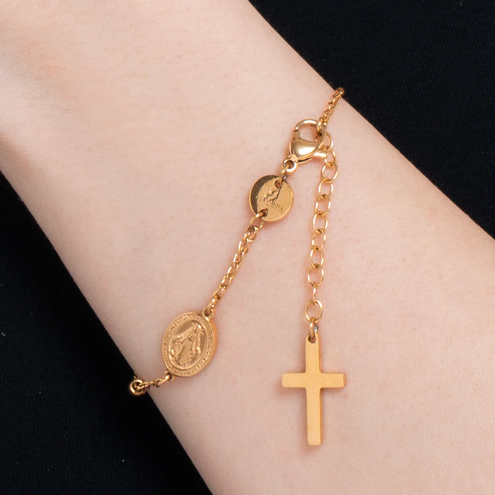 BRACCIALE DONNA ROSARIO IN ACCIAIO IP GOLD - Image 2