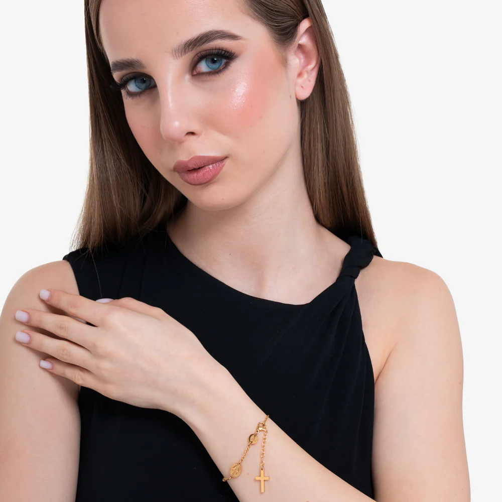 BRACCIALE DONNA ROSARIO IN ACCIAIO IP GOLD - Image 3
