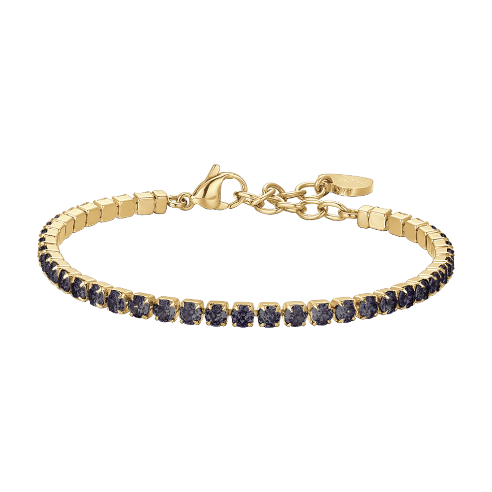 BRACCIALE DONNA TENNIS IN ACCIAIO CON CRISTALLI NERI