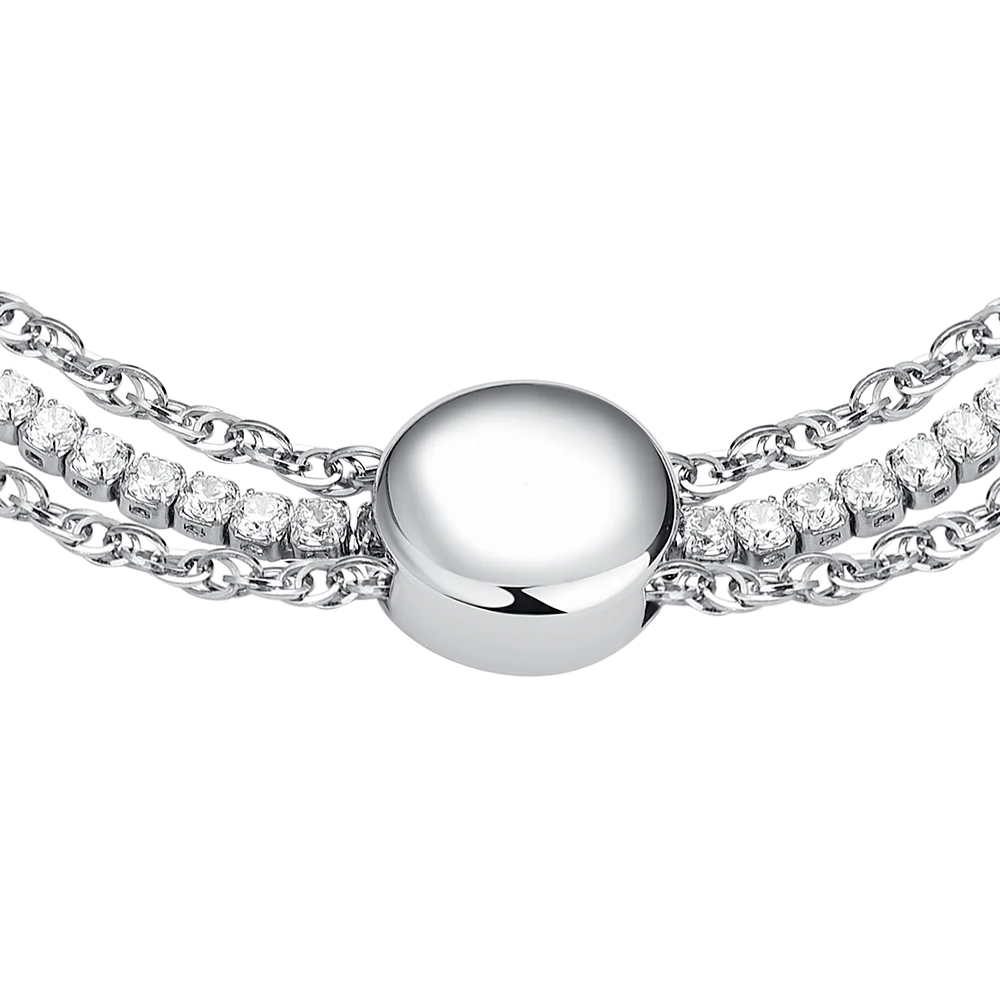 BRACCIALE DONNA TENNIS IN ACCIAIO CON ELEMENTO CENTRALE IN ACCIAIO E CRISTALLI - Image 5