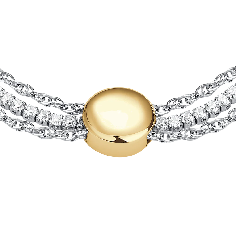 BRACCIALE DONNA TENNIS IN ACCIAIO CON ELEMENTO CENTRALE IN ACCIAIO IP GOLD - Image 2