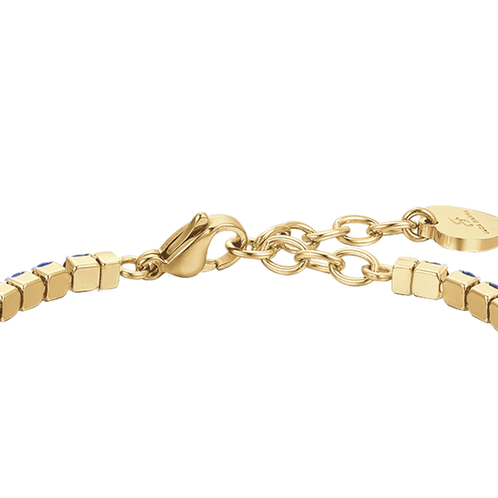 BRACCIALE DONNA TENNIS IN ACCIAIO IP GOLD CON CRISTALLI BLU - Image 3