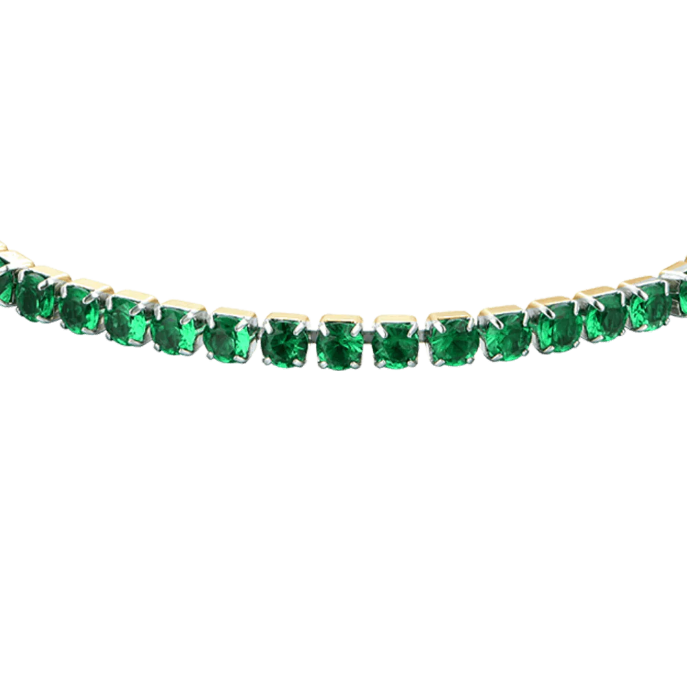 BRACCIALE DONNA TENNIS IN ACCIAIO IP GOLD CON CRISTALLI VERDI - Image 2