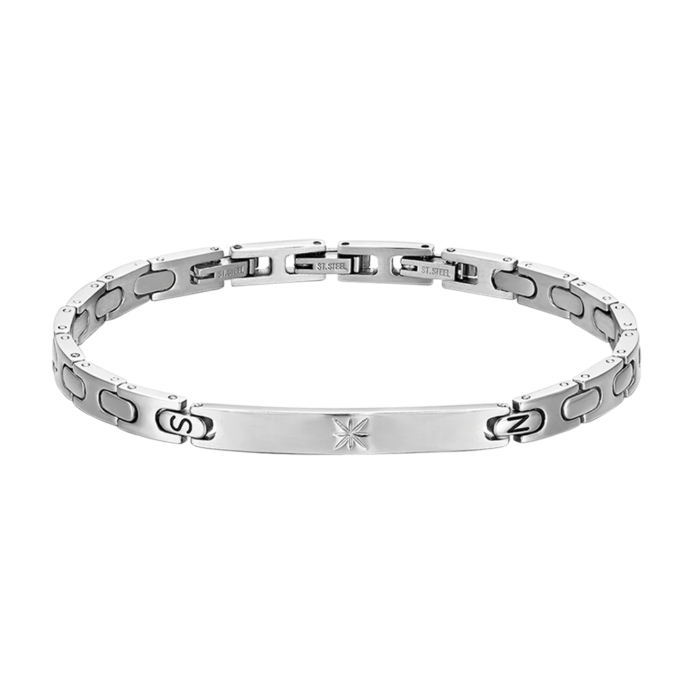 BRACCIALE UOMO IN ACCIAIO ROSA DEI VENTI