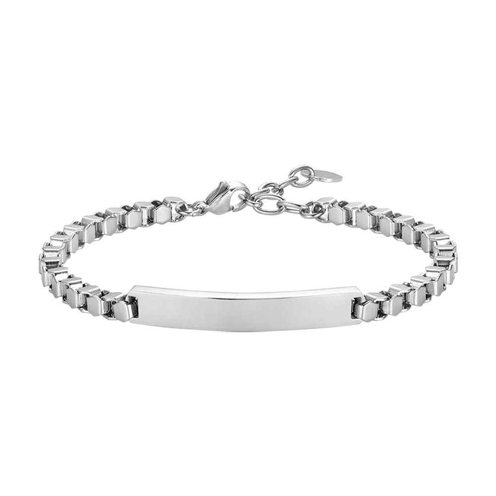 BRACCIALE UOMO IN ACCIAIO CON PIASTRA PERSONALIZZABILE