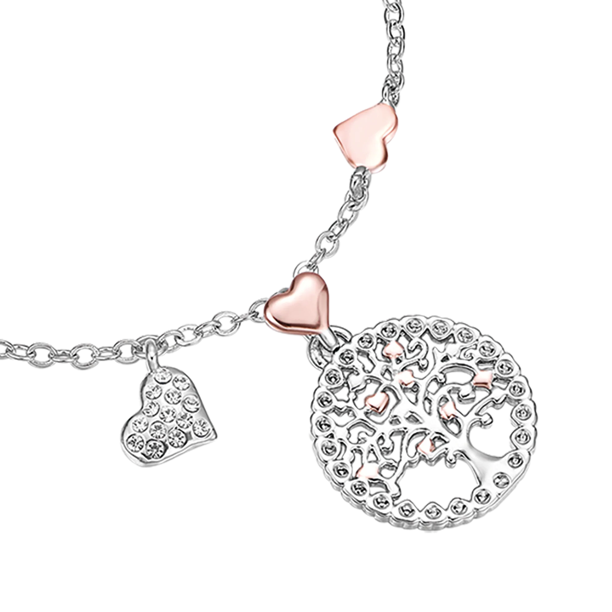 BRACCIALE DONNA IN ACCIAIO ALBERO DELLA VITA CON CIONDOLO E CUORI IN ACCCIAIO IP - Image 4