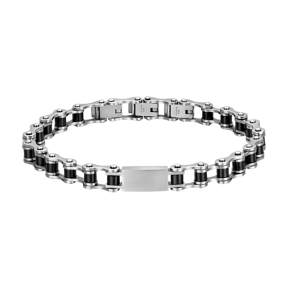 BRACCIALE UOMO IN ACCIAIO CON ELEMENTI IN IP NERO