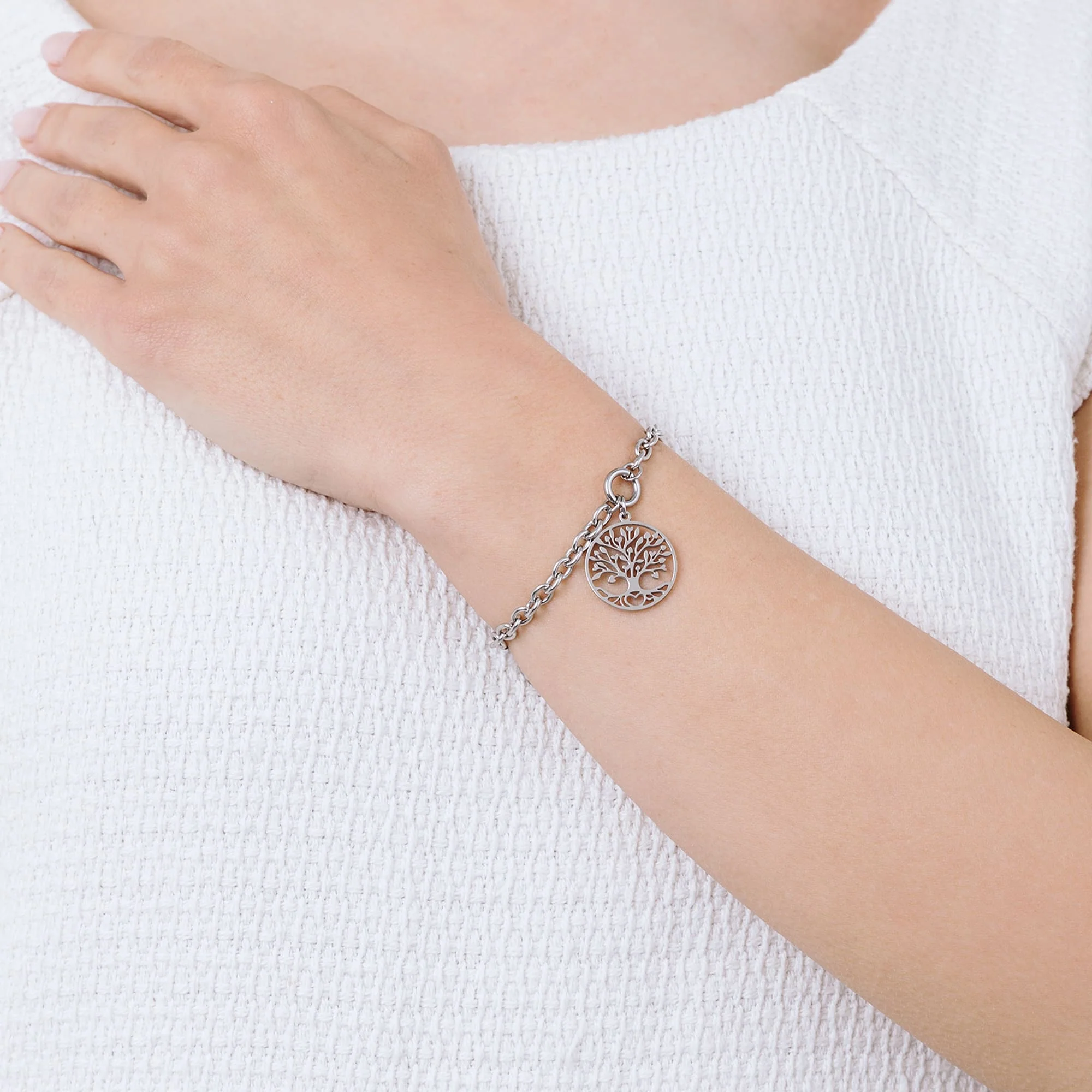 BRACCIALE DONNA IN ACCIAIO CON CIONDOLO ALBERO DELLA VITA - Image 2