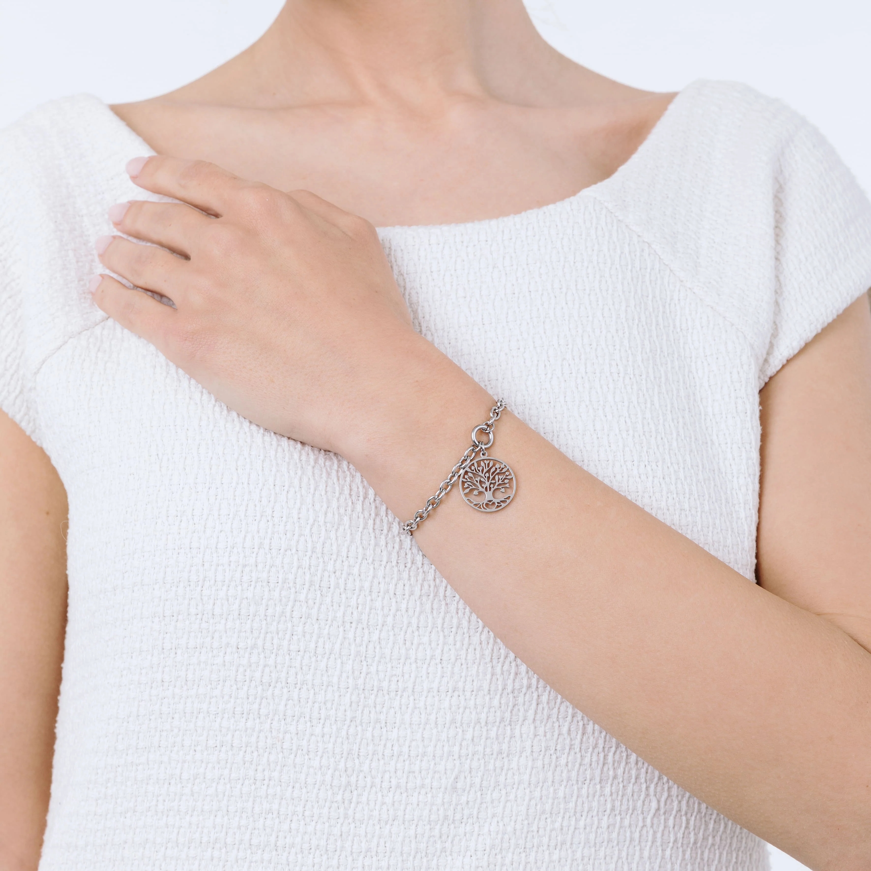 BRACCIALE DONNA IN ACCIAIO CON CIONDOLO ALBERO DELLA VITA - Image 3