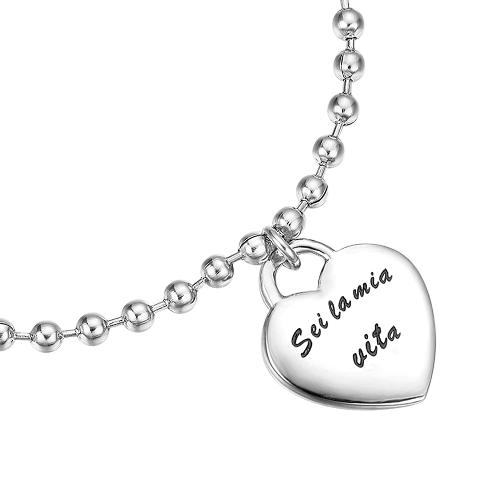 BRACCIALE IN ACCIAIO CON CIONDOLO IN METALLO "SEI LA MIA VITA" - Image 2