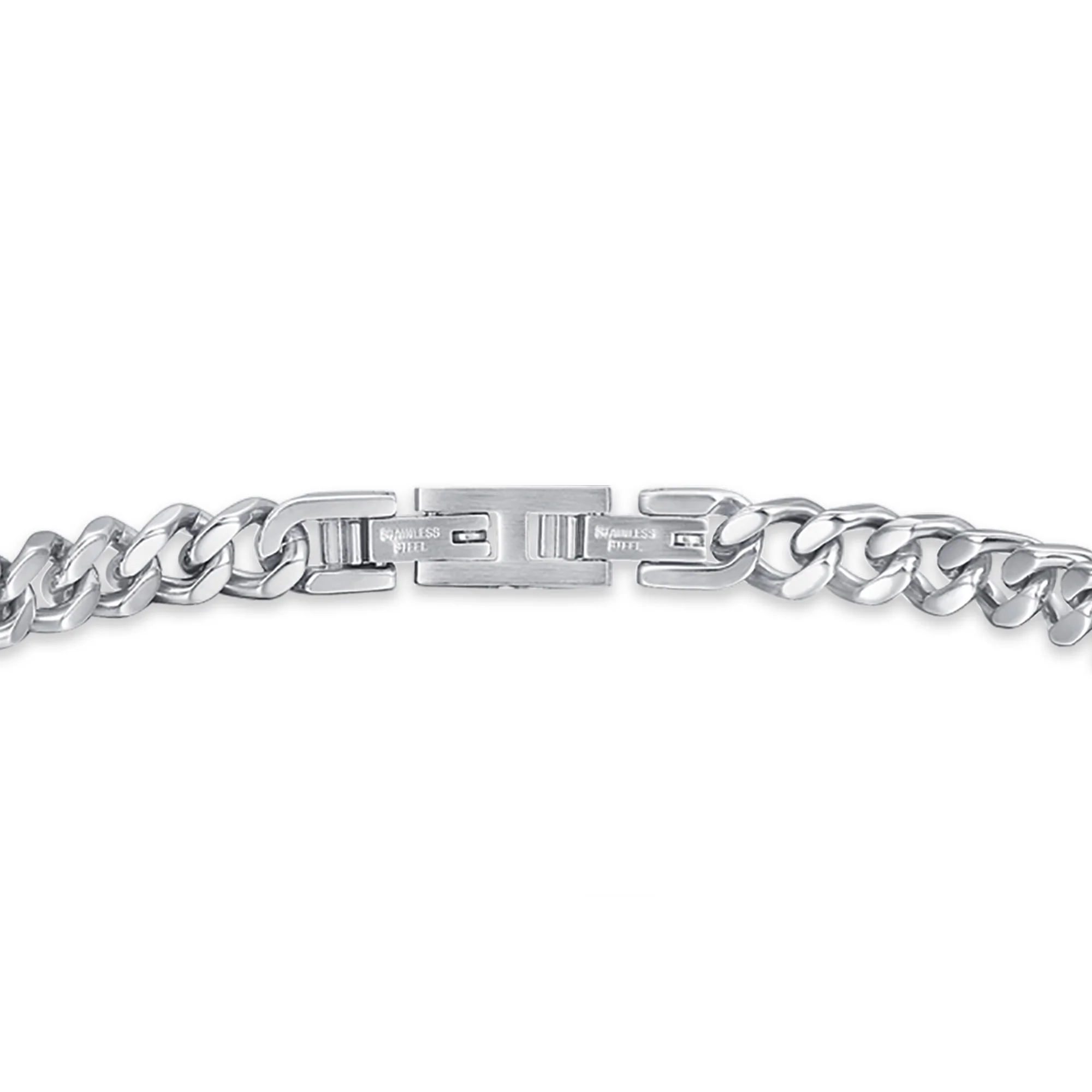 BRACCIALE UOMO IN ACCIAIO CON PIASTRA E CRISTALLI BIANCHI - Image 2