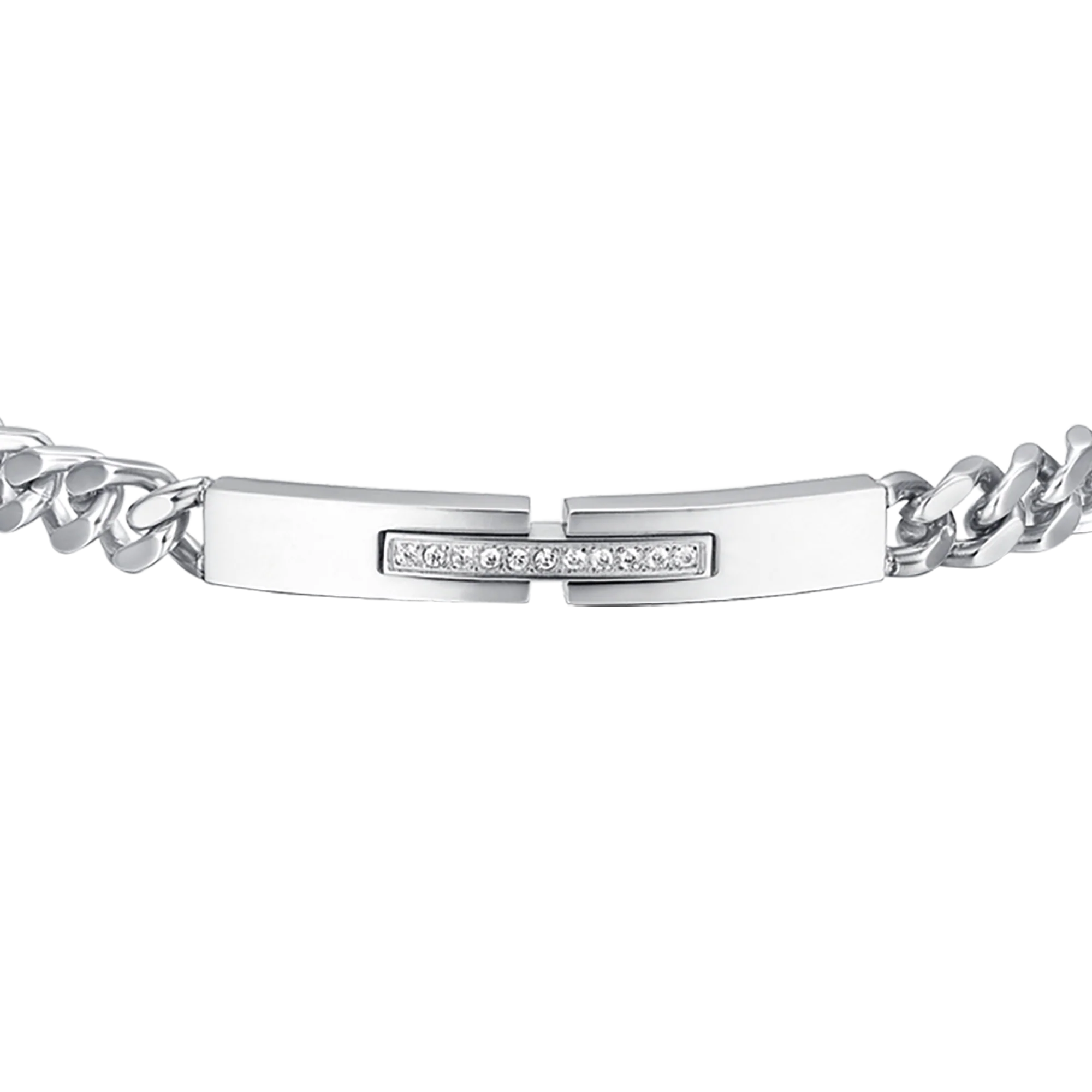 BRACCIALE UOMO IN ACCIAIO CON PIASTRA E CRISTALLI BIANCHI - Image 3