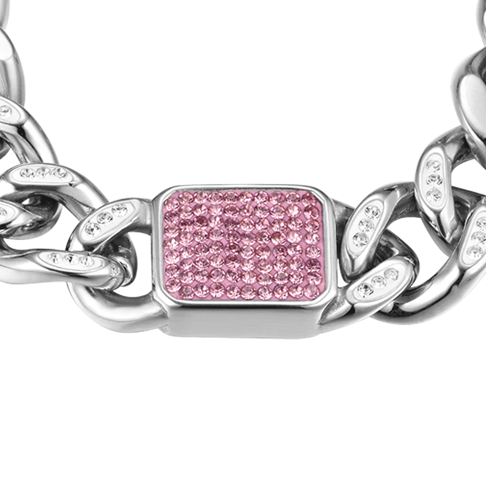 BRACCIALE DONNA IN ACCIAIO CON CRISTALLI FUCSIA - Image 4