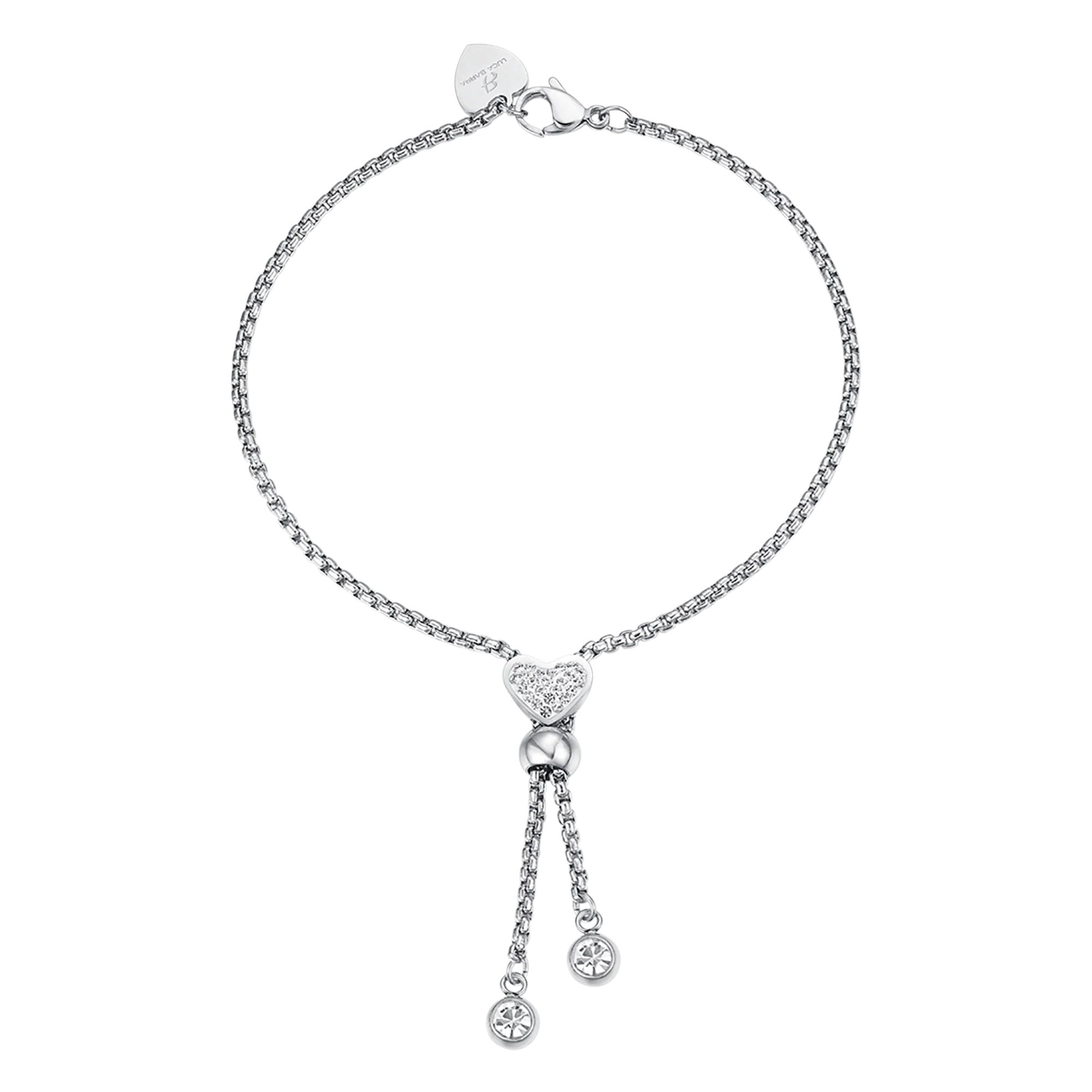 BRACCIALE IN ACCIAIO CON CUORE CON CRISTALLI BIANCHI