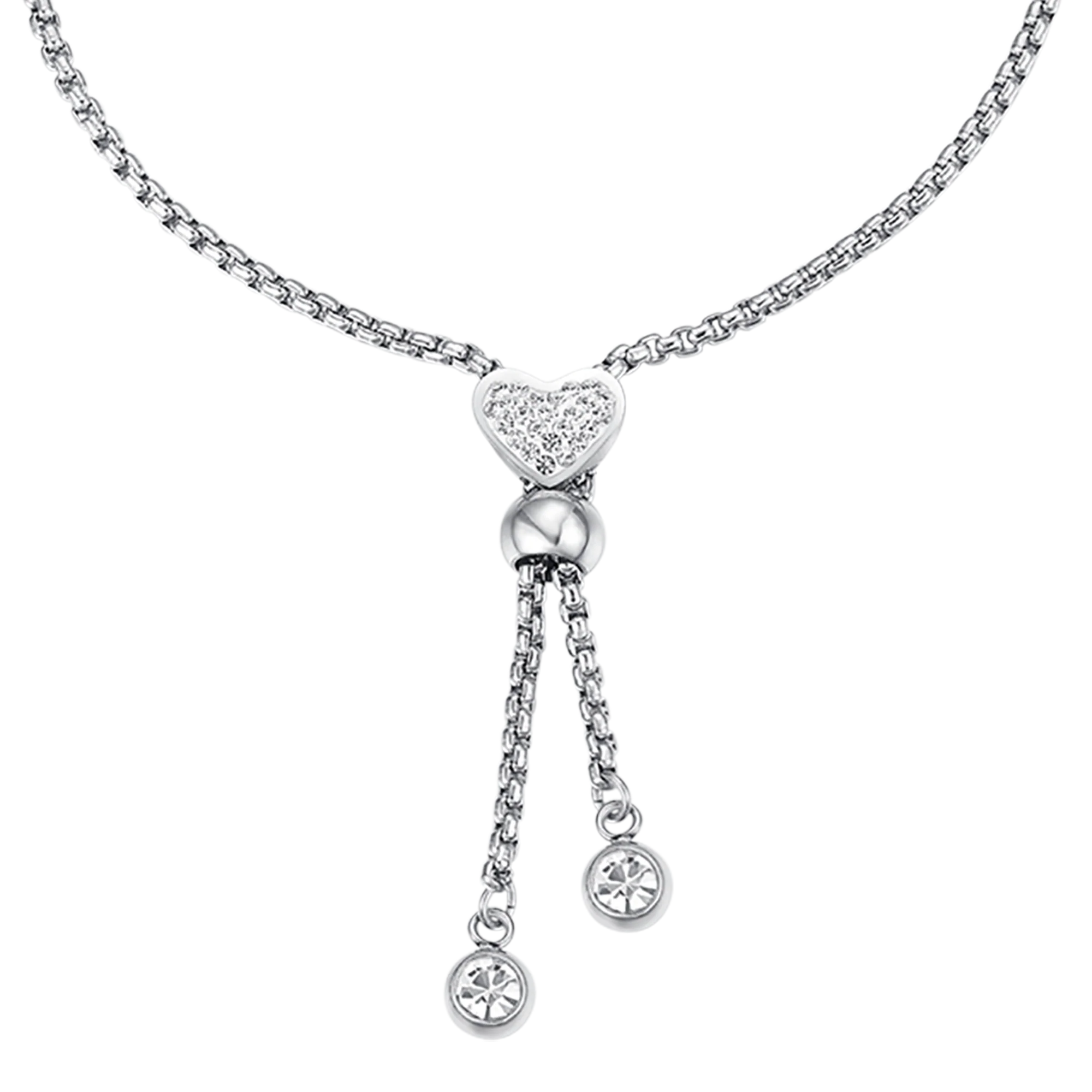 BRACCIALE IN ACCIAIO CON CUORE CON CRISTALLI BIANCHI - Image 4