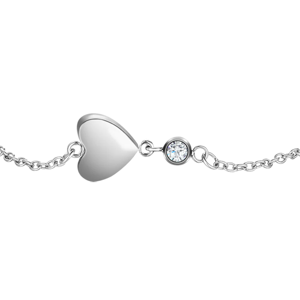 BRACCIALE IN ACCIAIO CON CUORE E CRISTALLO BIANCO - Image 2