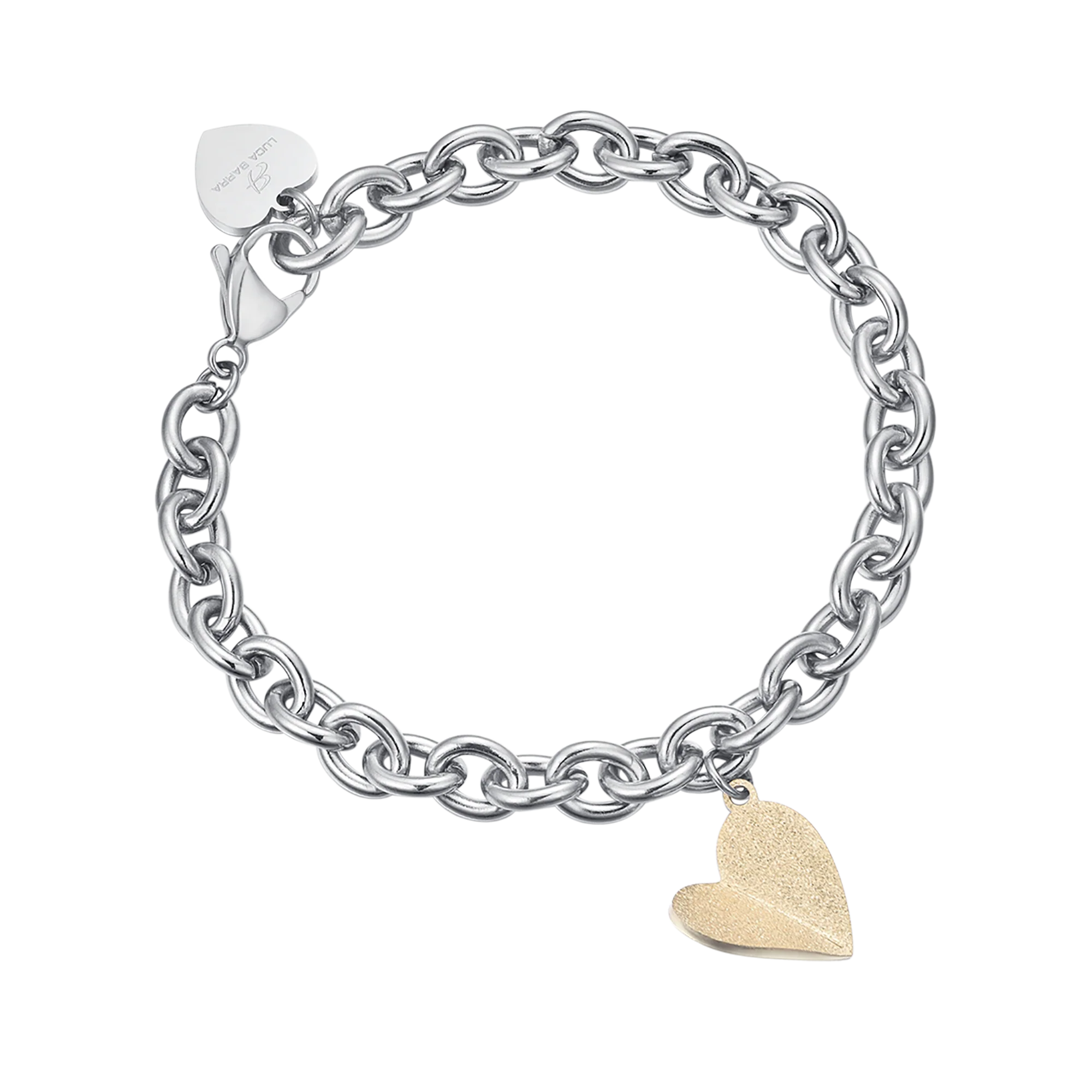 BRACCIALE IN ACCIAIO CON CUORE IP GOLD