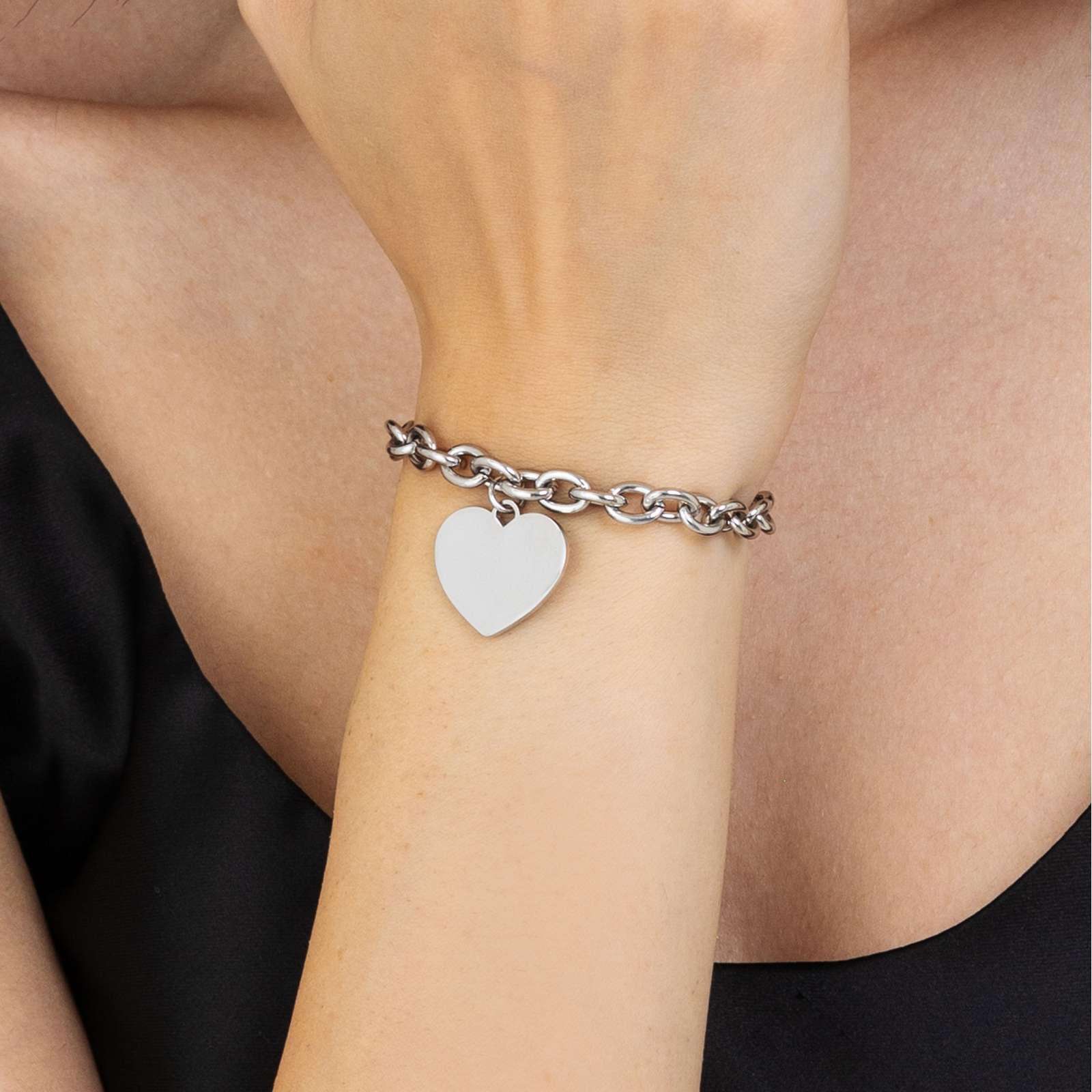 BRACCIALE IN ACCIAIO CON CUORE PER INCISIONI - Image 2