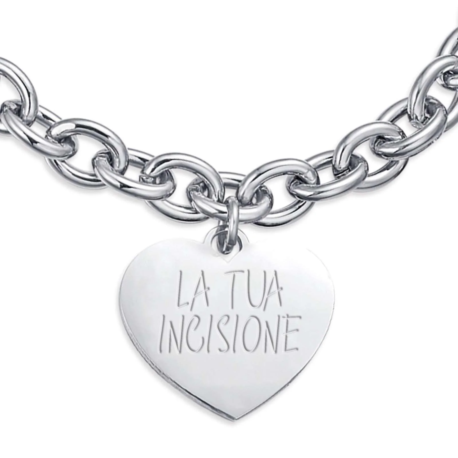 BRACCIALE IN ACCIAIO CON CUORE PER INCISIONI - Image 5