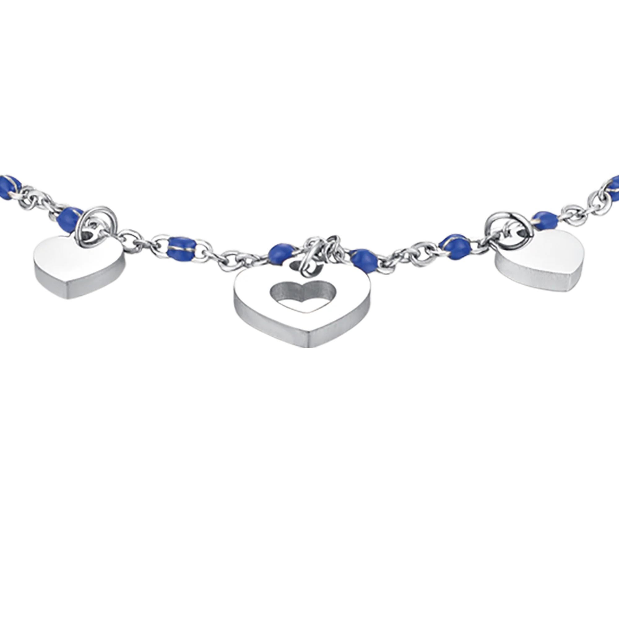 BRACCIALE IN ACCIAIO CON CUORI E PIETRE BLU - Image 4