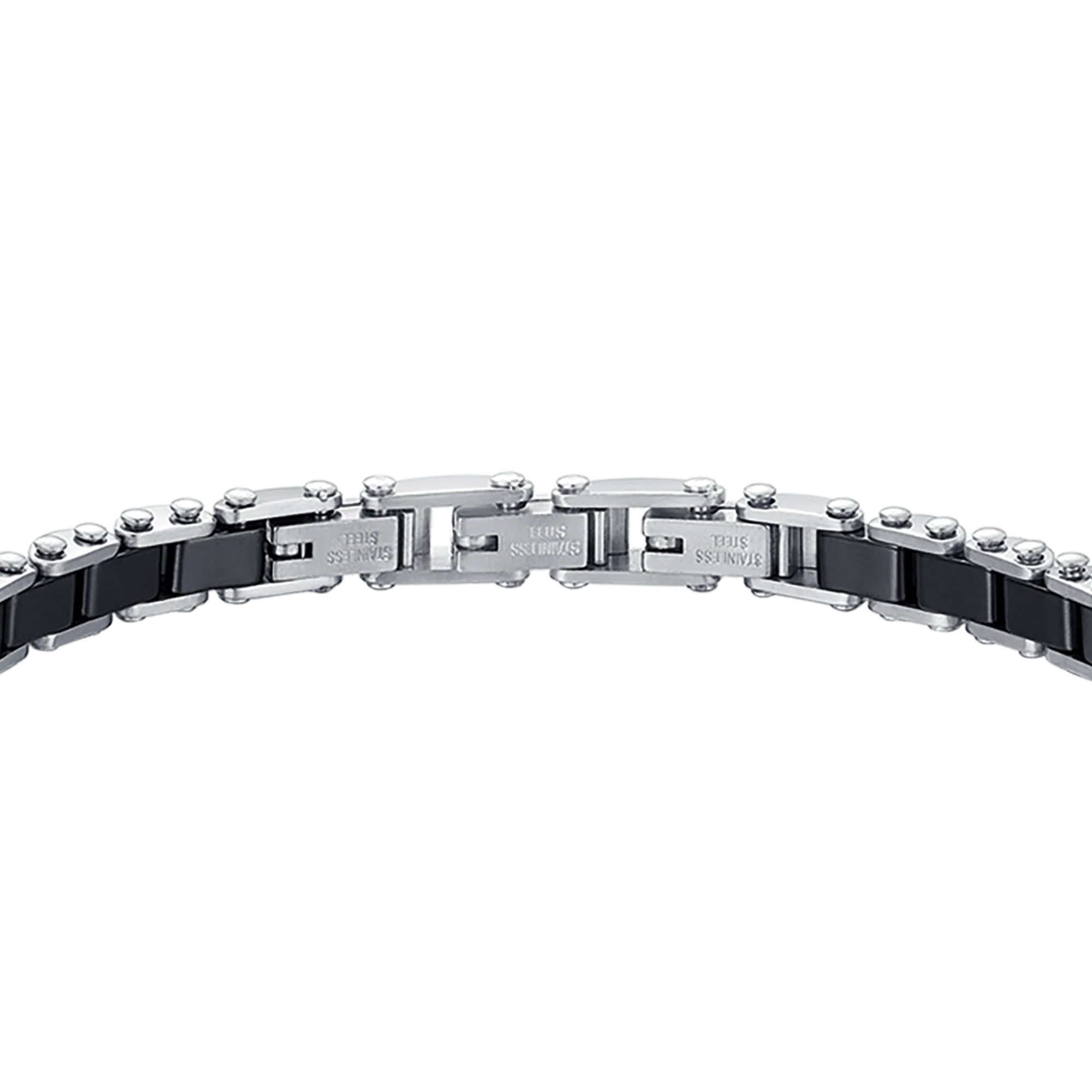 BRACCIALE UOMO IN ACCIAIO CON ELEMENTI IN CERAMICA NERA - Image 5