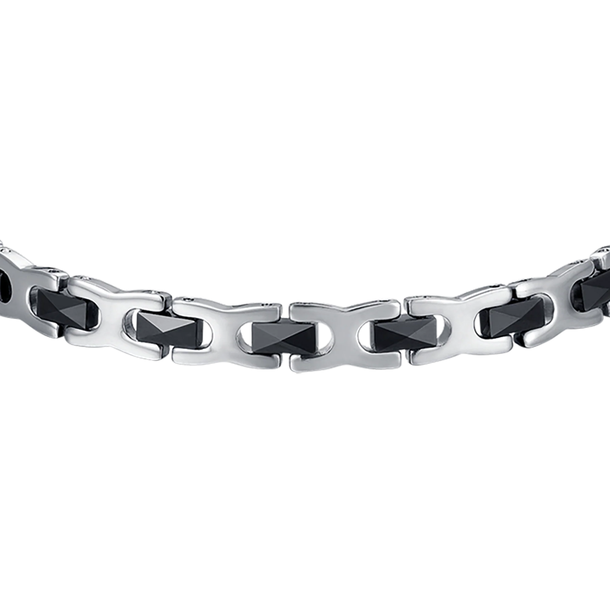BRACCIALE UOMO IN ACCIAIO CON ELEMENTI IN CERAMICA NERA - Image 4