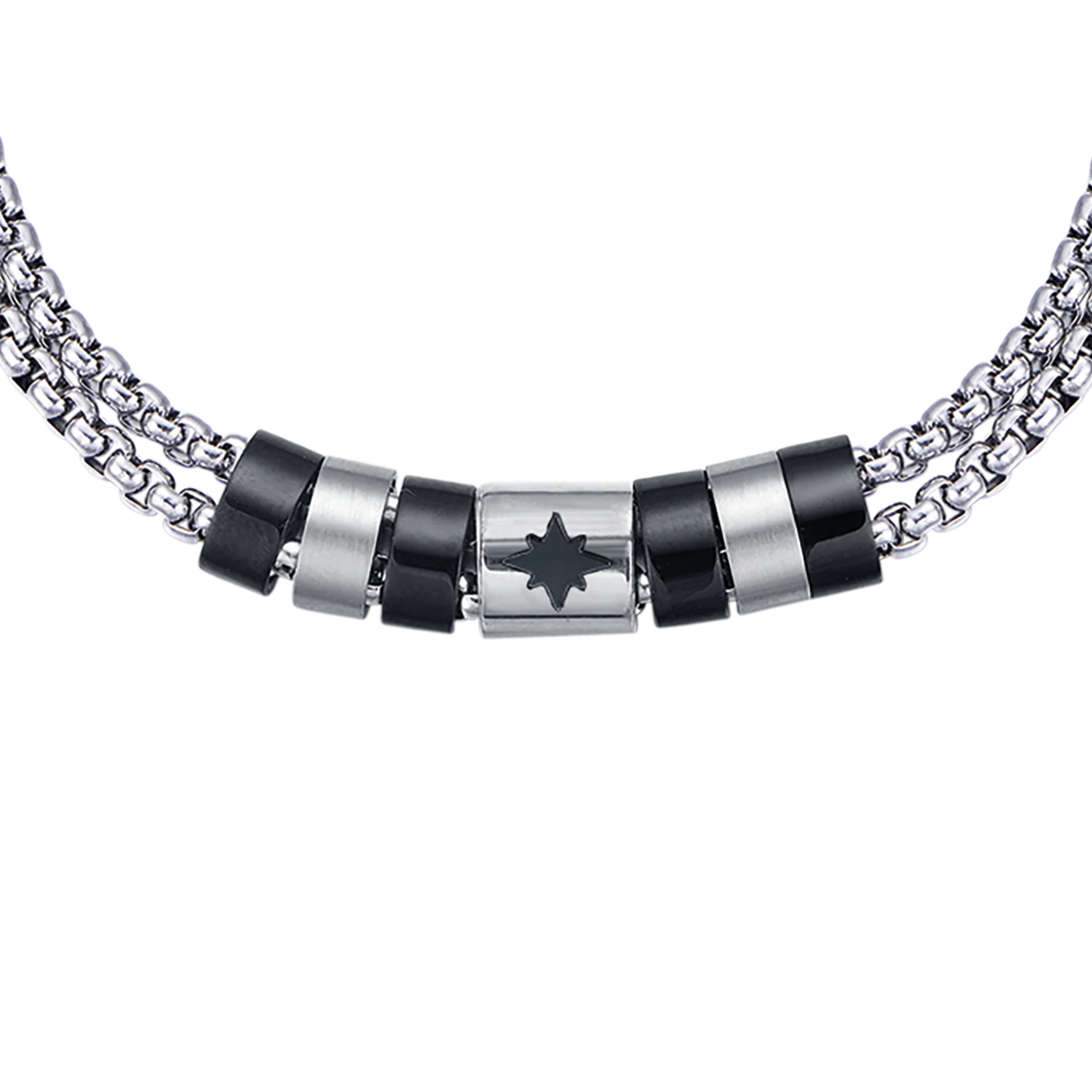 BRACCIALE UOMO IN ACCIAIO CON ELEMENTI IP NERO E ROSA DEI VENTI - Image 3