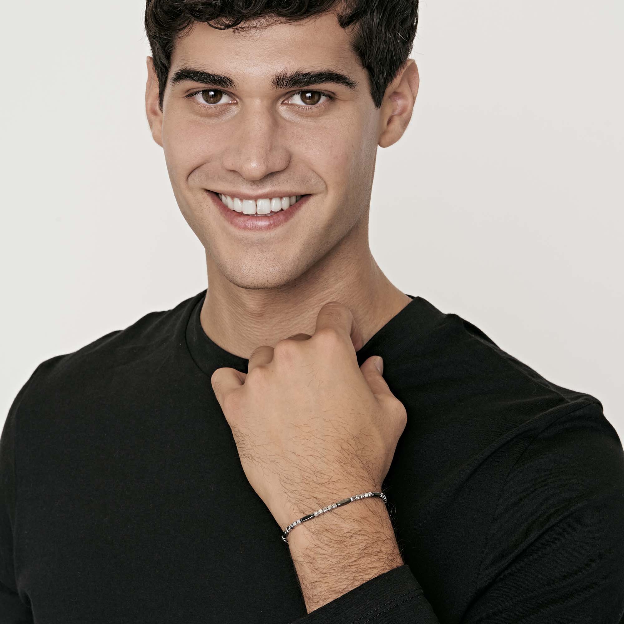 BRACCIALE UOMO IN ACCIAIO CON EMATITE SILVER ED ELEMENTI GRIGI - Image 3