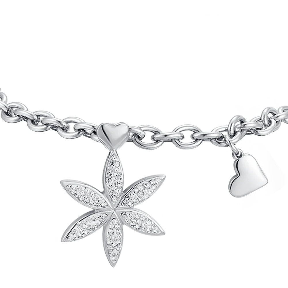 BRACCIALE DONNA IN ACCIAIO CON FIORE DELLA VITA CON CRISTALLI BIANCHI - Image 4