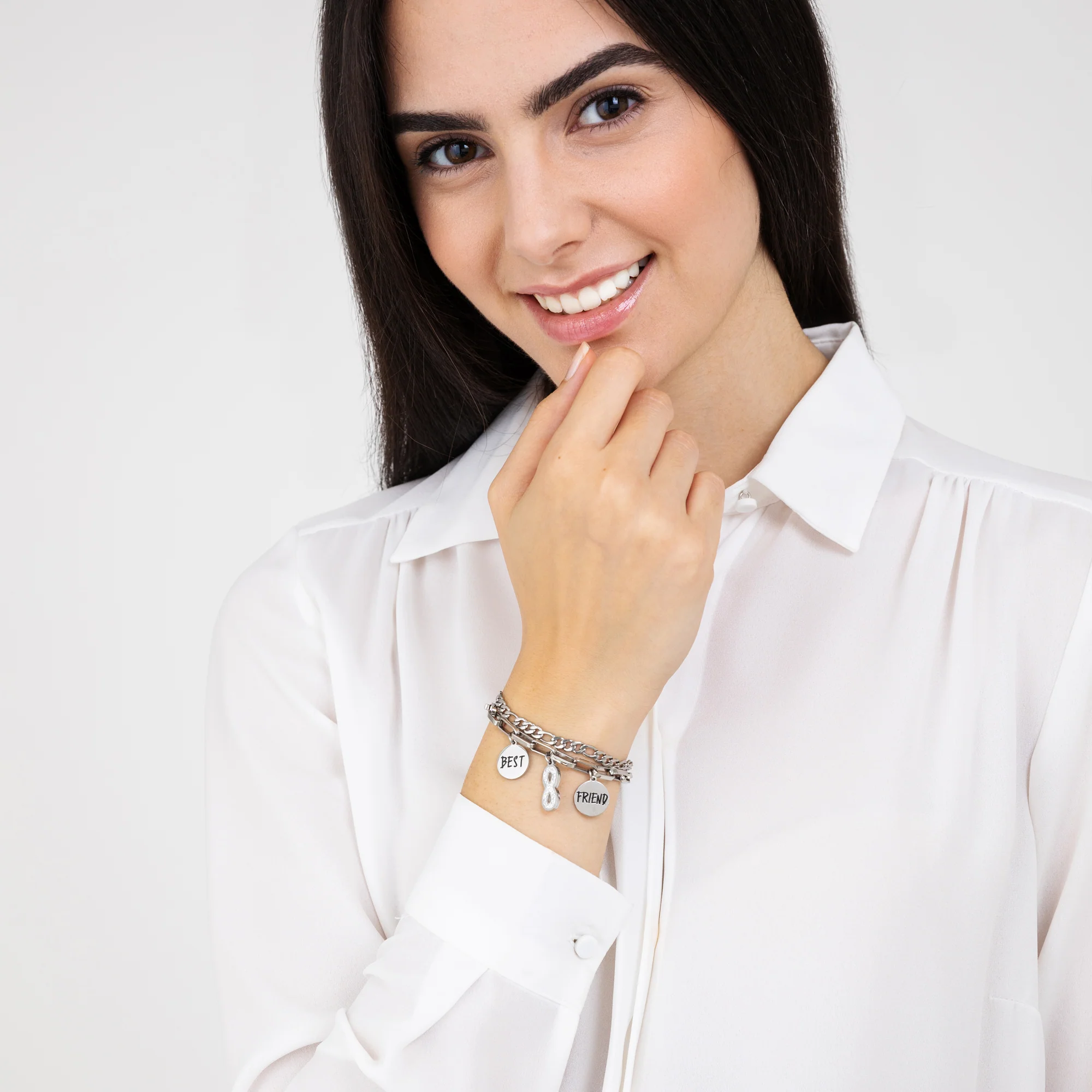 BRACCIALE DONNA IN ACCIAIO CON INFINITO CON CRISTALLI BIANCHI - Image 3