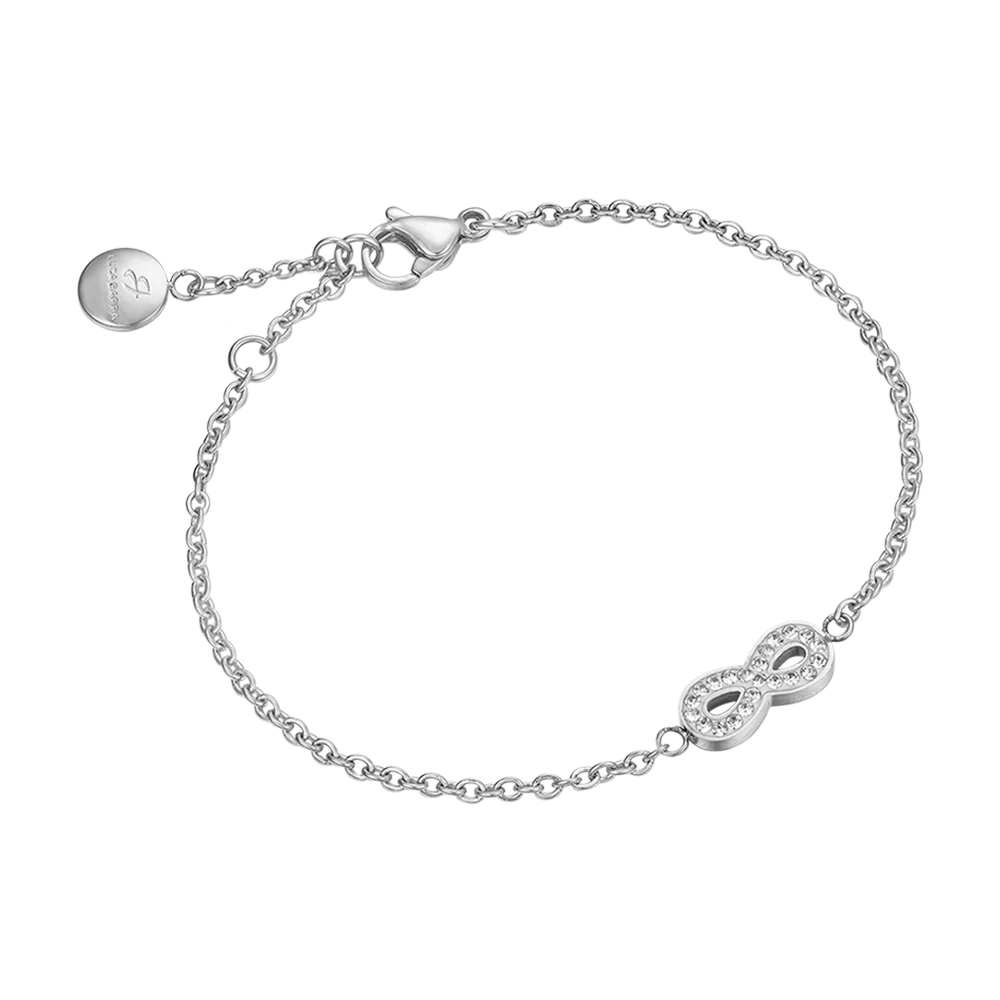 BRACCIALE DONNA IN ACCIAIO CON INFINITO E CRISTALLI