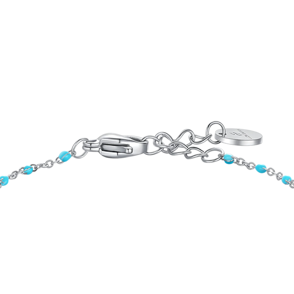 BRACCIALE IN ACCIAIO CON PALLONE E PIETRE BIANCHE E AZZURRE - Image 3
