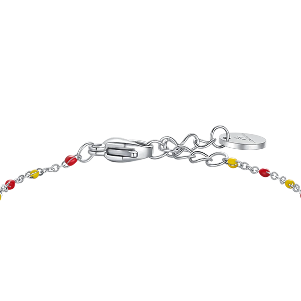 BRACCIALE IN ACCIAIO CON PALLONE E PIETRE GIALLE E ROSSE - Image 2