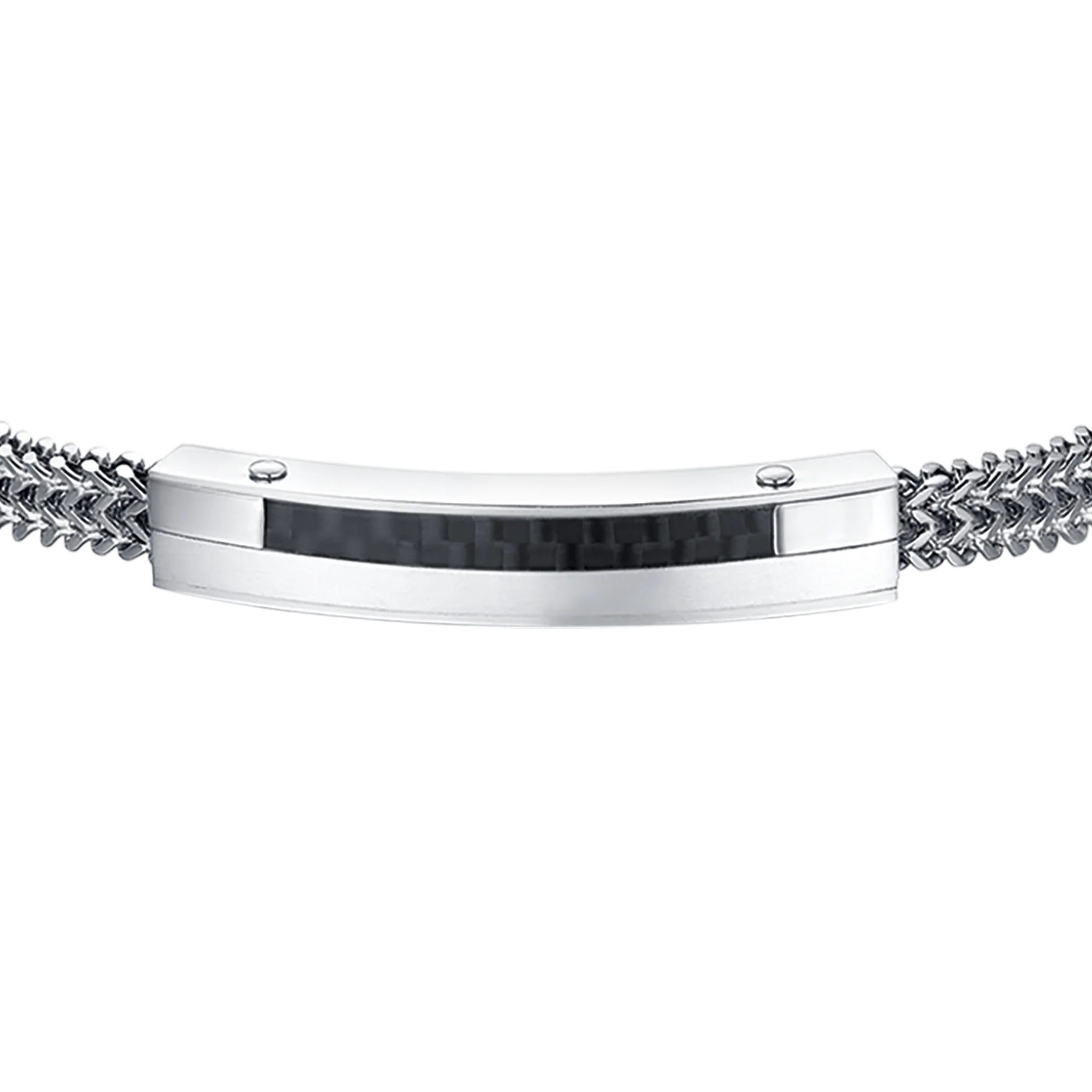 BRACCIALE UOMO IN ACCIAIO CON PIASTRA IN FIBRA DI CARBONIO ED ELEMENTO NERO - Image 4
