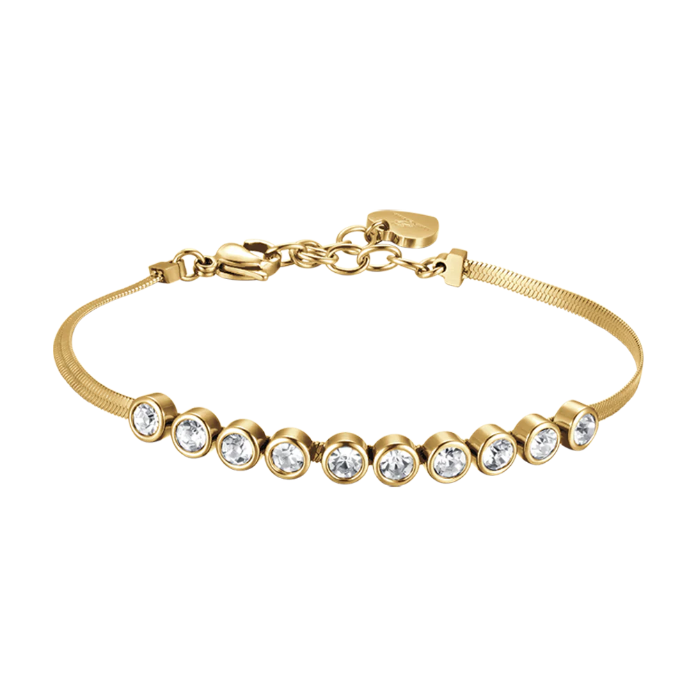 BRACCIALE DONNA IN ACCIAIO IP GOLD CON PIETRE BIANCHE