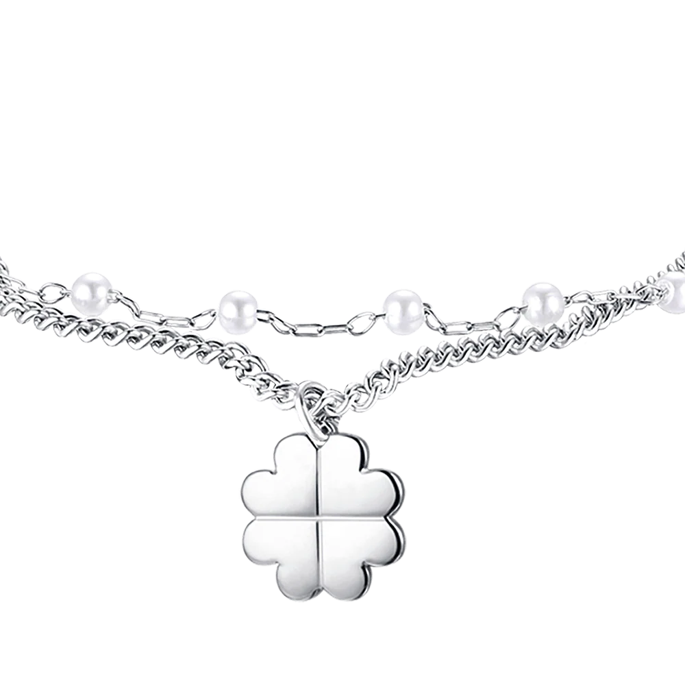 BRACCIALE DONNA IN ACCIAIO IP GOLD CON QUADRIFOGLIO - Image 2